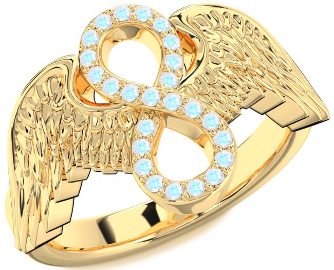 Moonstone Gold Infinity Wings Ring