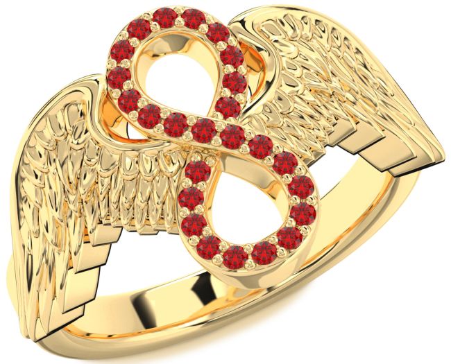 Ruby Gold Infinity Wings Ring