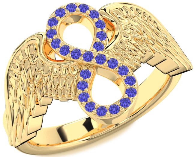 Tanzanite Gold Infinity Wings Ring