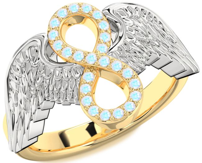 Moonstone Gold Silver Infinity Wings Ring
