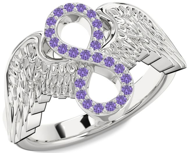 Alexandrite Silver Infinity Wings Ring