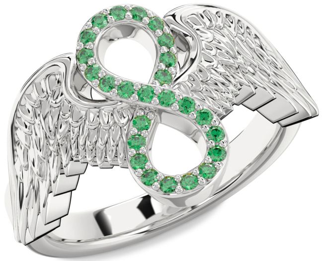 Emerald Platinum Infinity Wings Ring