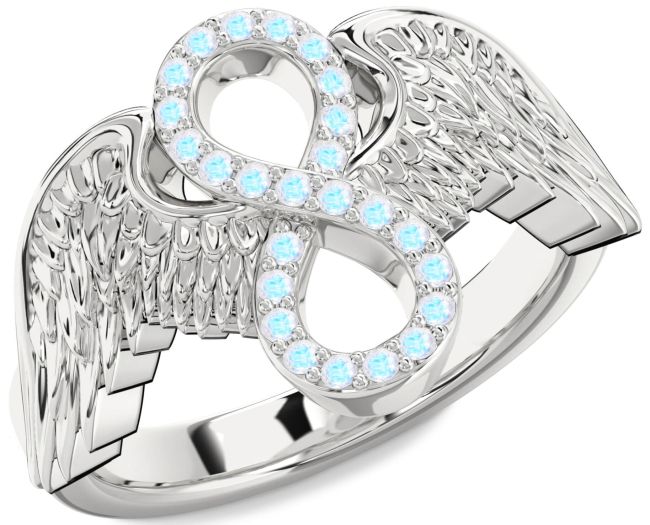 Moonstone Silver Infinity Wings Ring