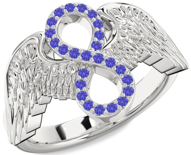 Tanzanite Silver Infinity Wings Ring