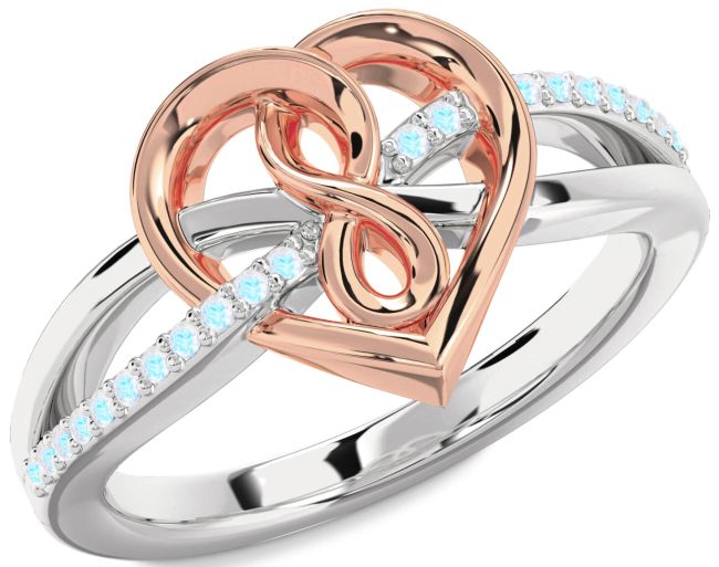 Moonstone Rose Gold Silver Heart Infinity Ring