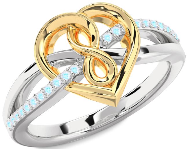 Moonstone Gold Silver Heart Infinity Ring