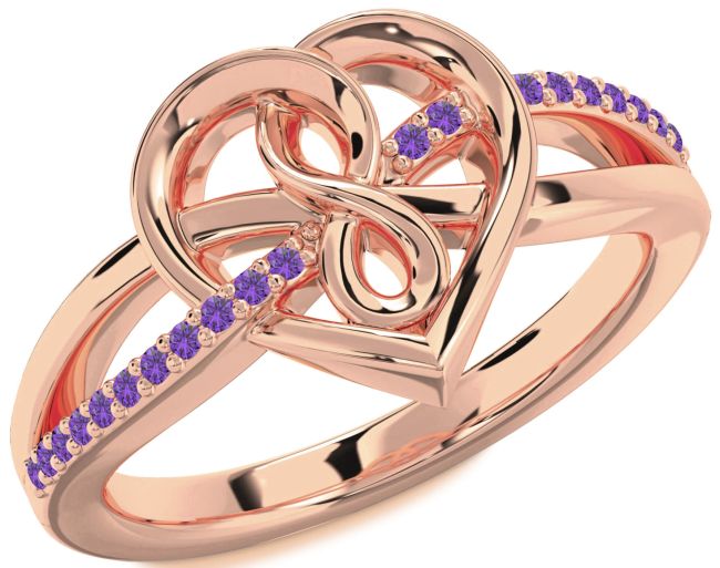 Amethyst Rose Gold Heart Infinity Ring