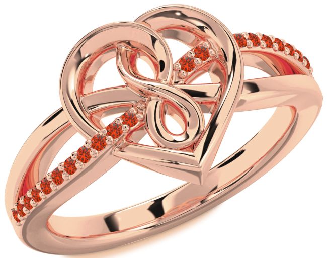 Fire Opal Rose Gold Heart Infinity Ring