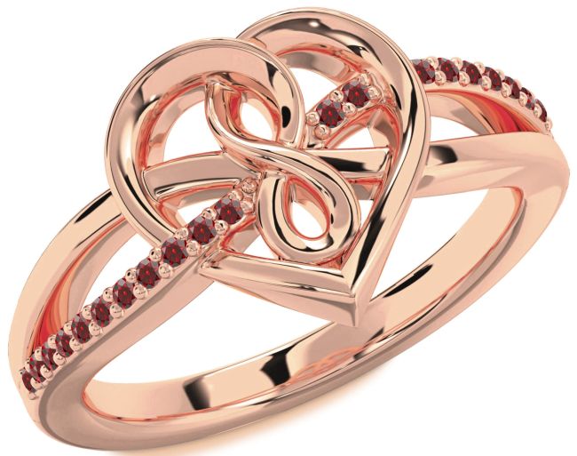 Garnet Rose Gold Heart Infinity Ring