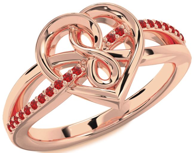 Ruby Rose Gold Heart Infinity Ring