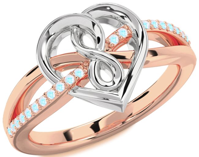 Moonstone Rose Gold Silver Heart Infinity Ring