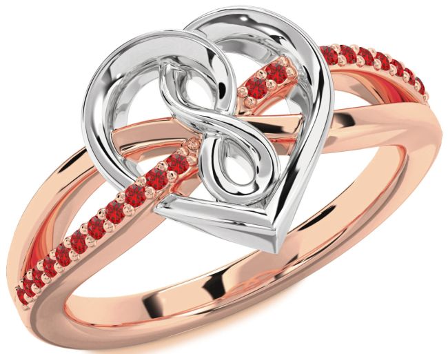 Ruby Rose Gold Silver Heart Infinity Ring
