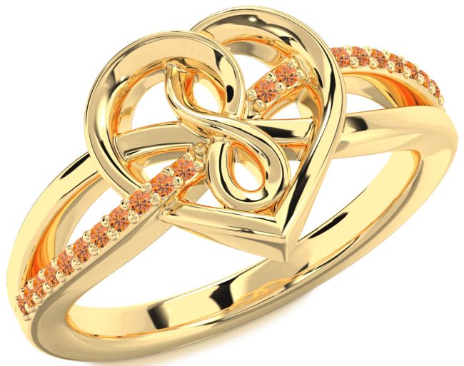 Citrine Gold Heart Infinity Ring