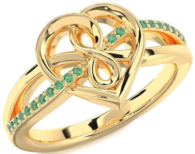 Emerald Gold Heart Infinity Ring