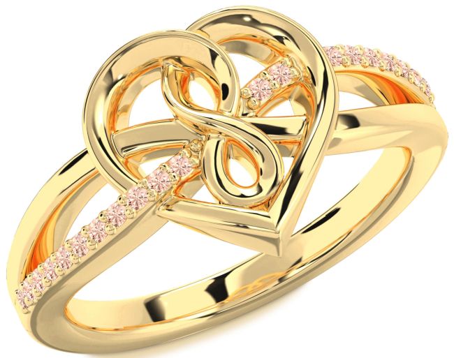 Morganite Gold Heart Infinity Ring