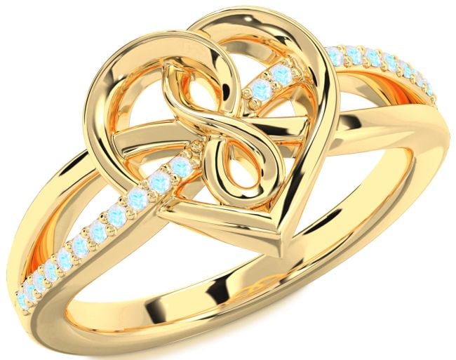 Moonstone Gold Heart Infinity Ring