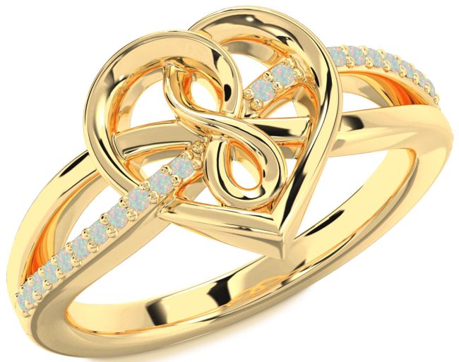 Opal Gold Silver Heart Infinity Ring