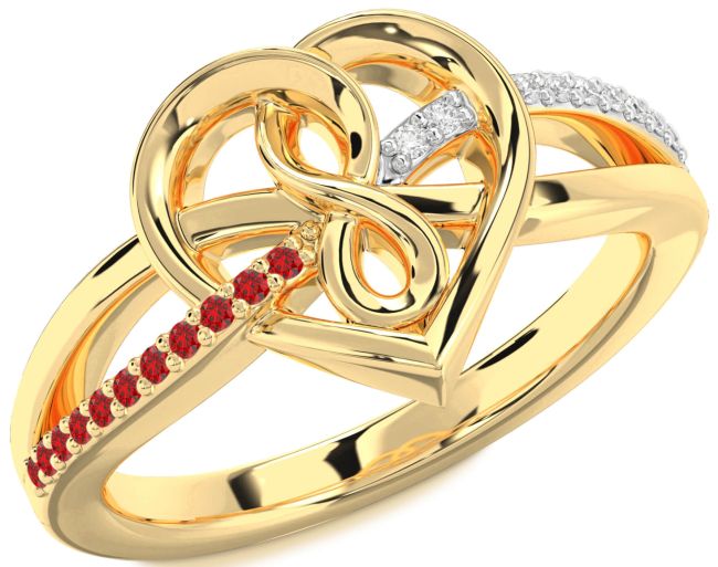 Diamond & Ruby Gold Silver Heart Infinity Promise Ring