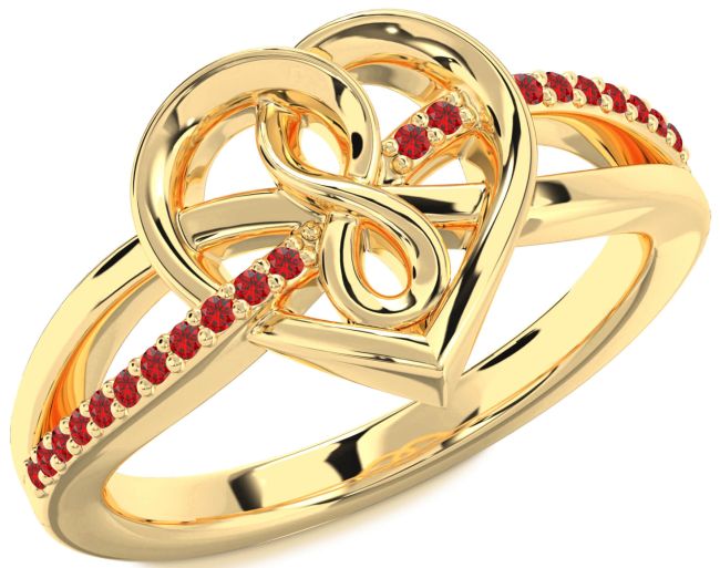 Ruby Gold Heart Infinity Ring