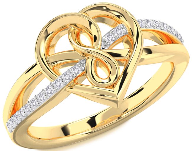 Salt & Pepper Diamond Gold Heart Infinity Ring