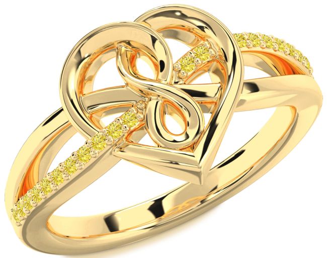 Yellow Diamond Gold Heart Infinity Ring