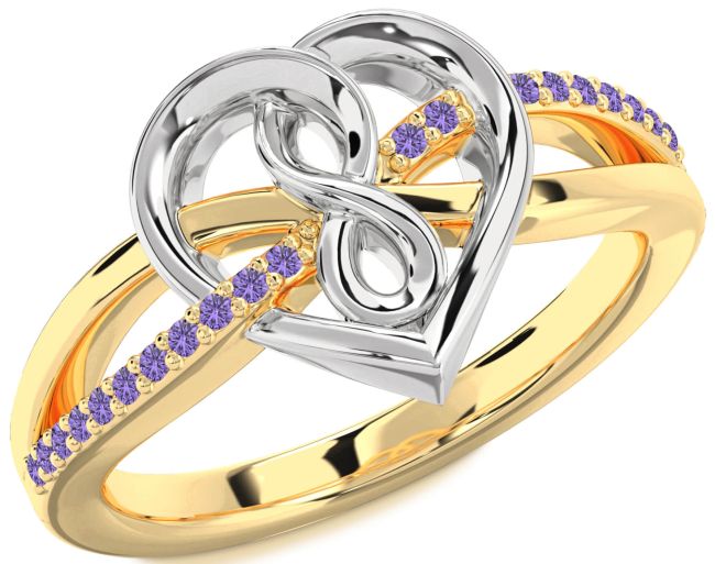 Alexandrite Gold Silver Heart Infinity Ring