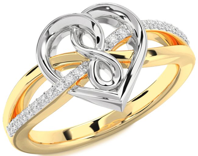 Lab Diamond Gold Silver Heart Infinity Ring