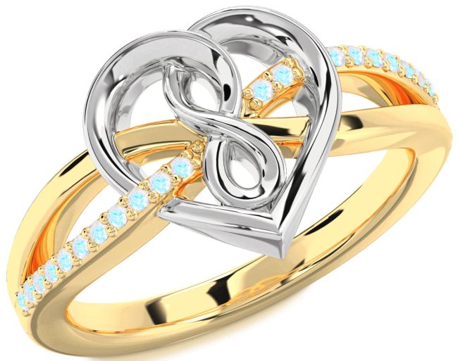Moonstone Gold Silver Heart Infinity Ring