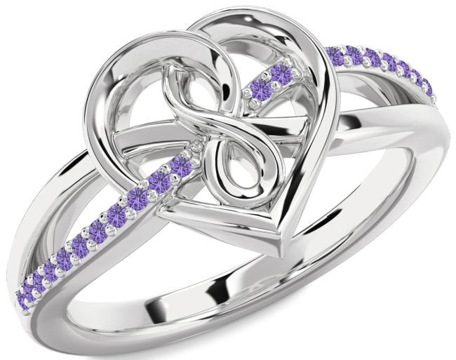 Alexandrite Silver Heart Infinity Ring
