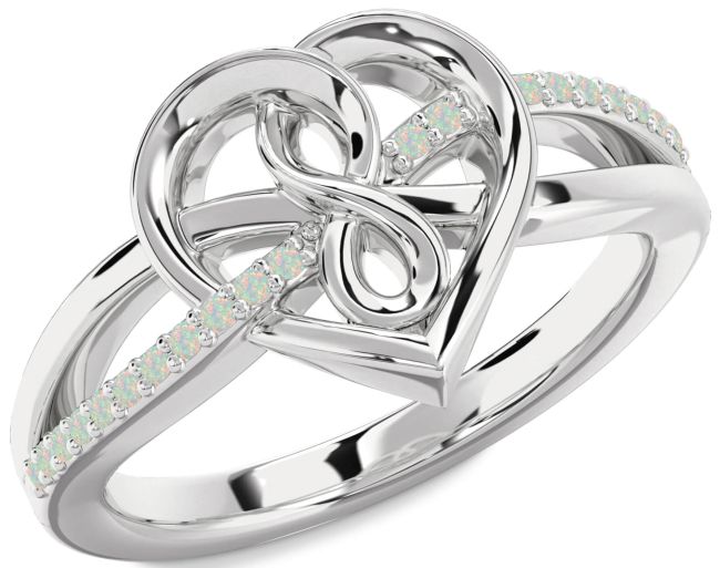 Opal Platinum Heart Infinity Ring