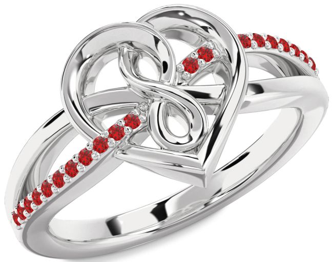 Ruby Platinum Heart Infinity Ring