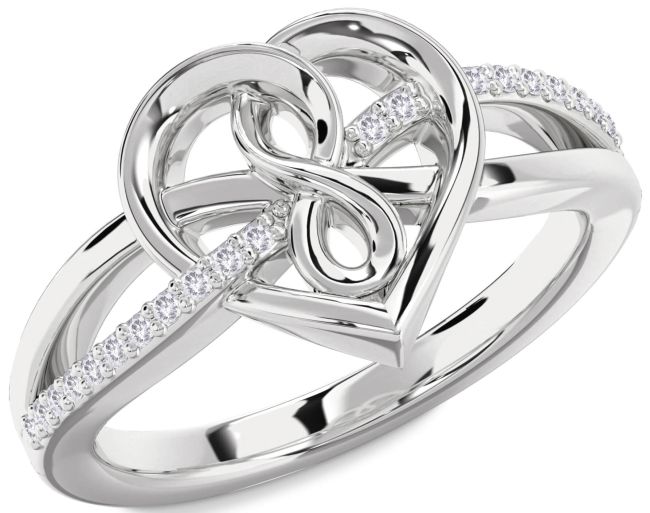 Salt & Pepper Diamond Platinum Heart Infinity Ring