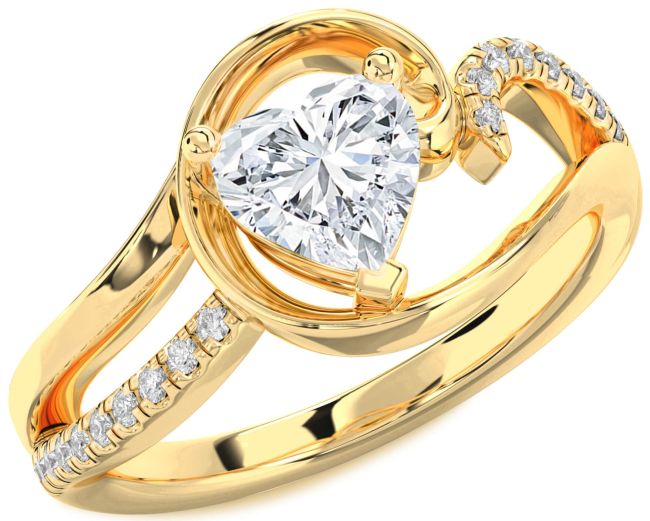 Diamond Gold Heart Solitaire Engagement Ring