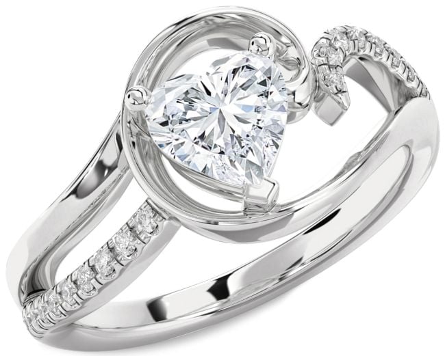 Diamond White Gold Heart Solitaire Engagement Ring