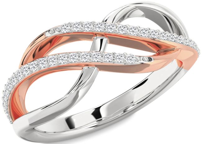 Diamond White Rose Gold Infinity Round Ring