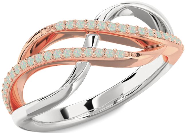 Opal Platinum & Rose Gold Infinity Round Ring