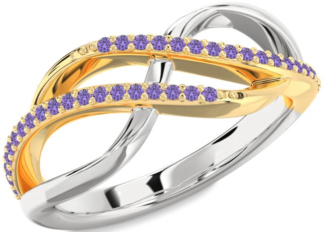 Alexandrite Gold Silver Infinity Round Ring