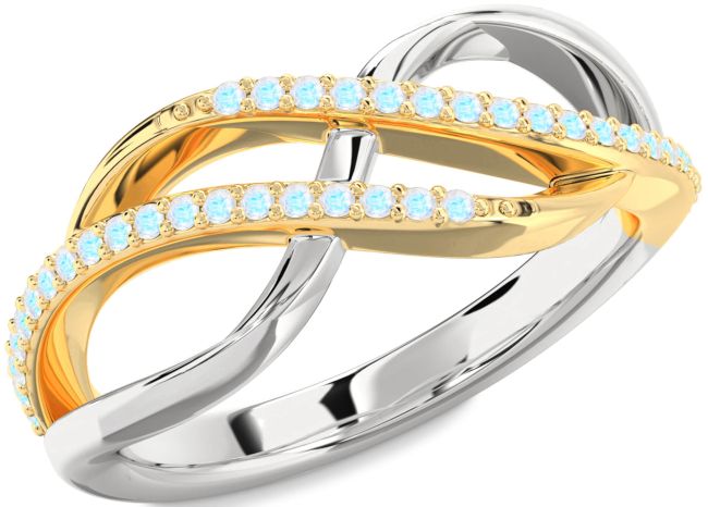 Moonstone Gold Silver Infinity Round Ring