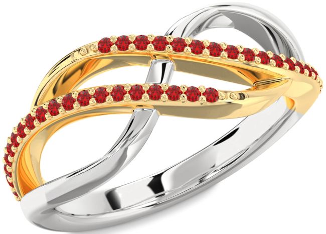 Ruby Gold Silver Infinity Round Ring