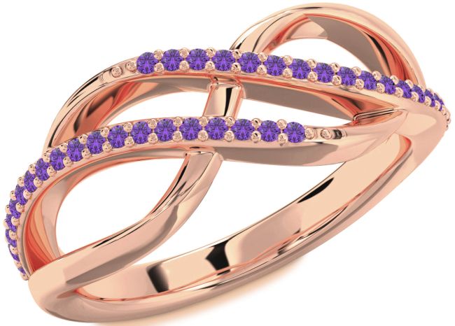 Amethyst Rose Gold Infinity Round Ring