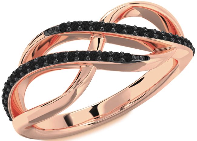 Black Diamond Rose Gold Infinity Round Ring
