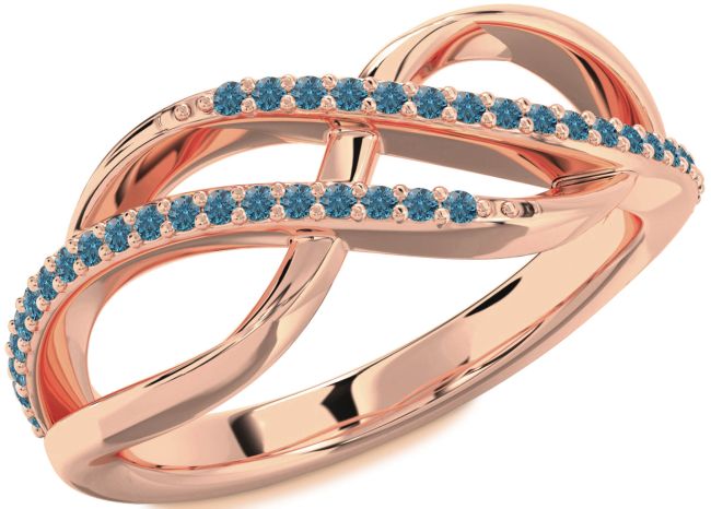 Blue Diamond Rose Gold Infinity Round Ring
