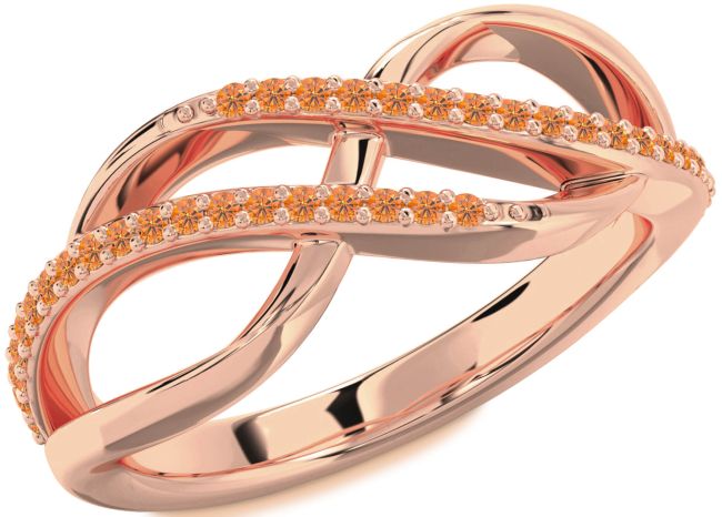 Citrine Rose Gold Silver Infinity Round Ring