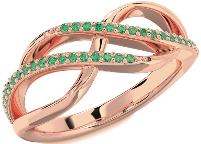 Emerald Rose Gold Infinity Round Ring