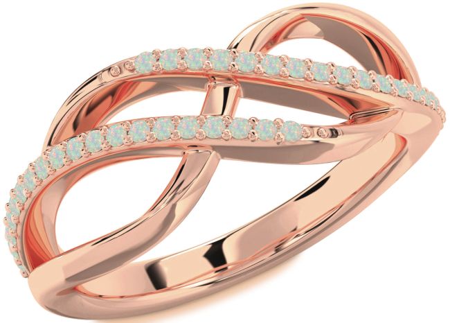 Opal Rose Gold Infinity Round Ring