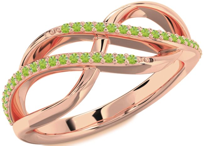 Peridot Rose Gold Silver Infinity Round Ring