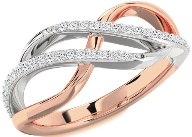 Diamond Platinum & Rose Gold Infinity Round Ring