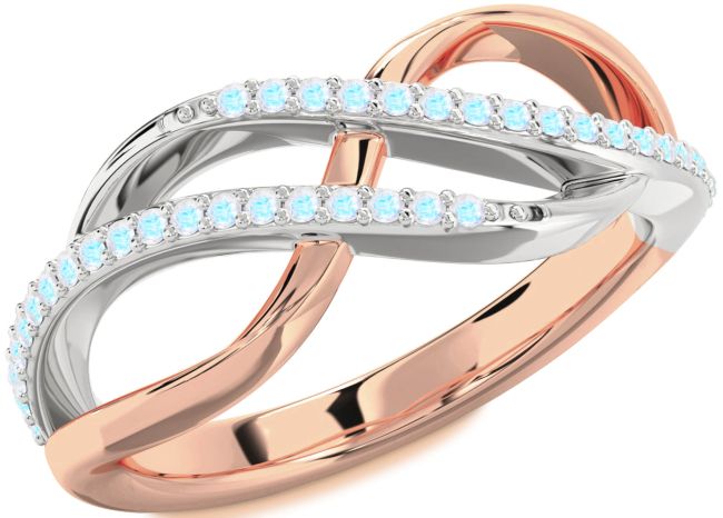 Moonstone Rose Gold Silver Infinity Round Ring
