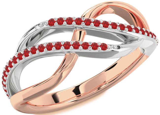 Ruby Rose Gold Silver Infinity Round Ring