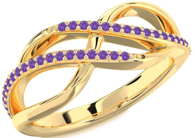 Amethyst Gold Infinity Round Ring